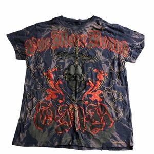 ONE MORE ROUND-crewneck royal yellow stitch shirt